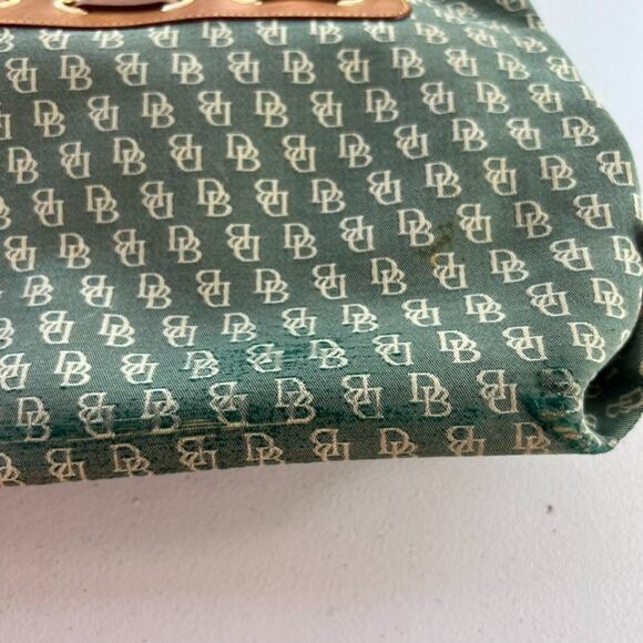 Dooney & Bourke Satchel Handbag Signature DB Denim Leather Trim Carry On Bag - Picture 11 of 16